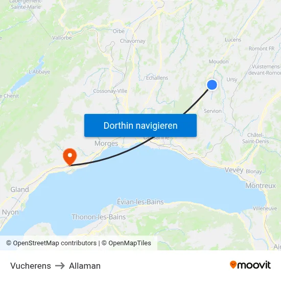 Vucherens to Allaman map
