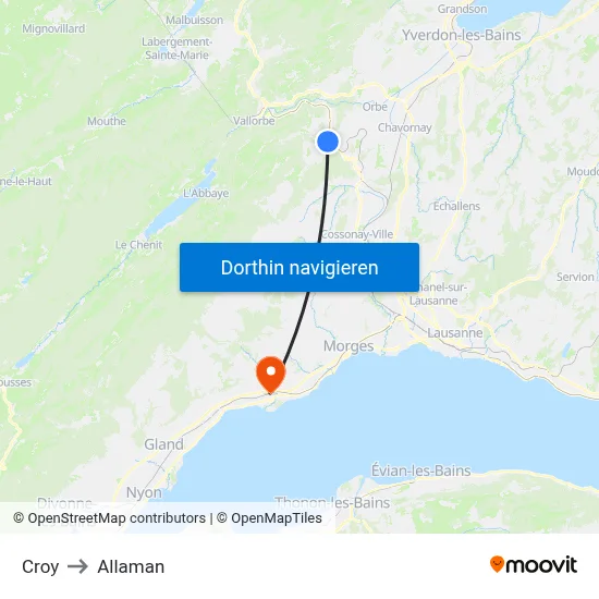 Croy to Allaman map