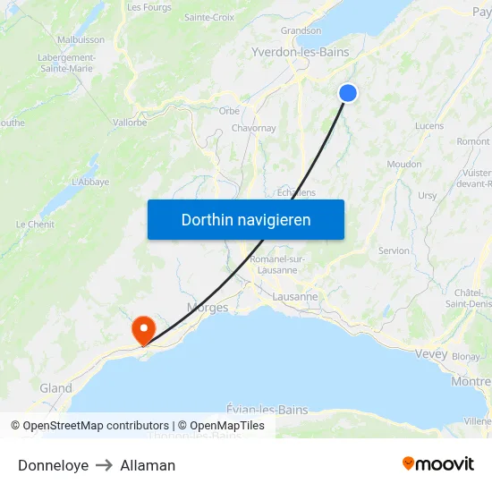 Donneloye to Allaman map
