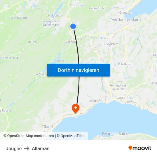 Jougne to Allaman map