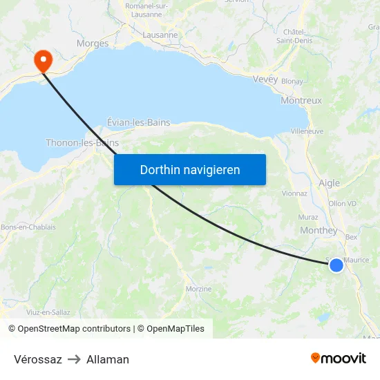 Vérossaz to Allaman map