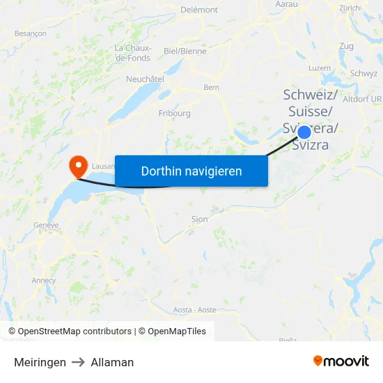 Meiringen to Allaman map