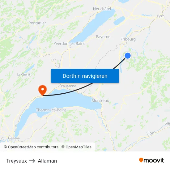 Treyvaux to Allaman map