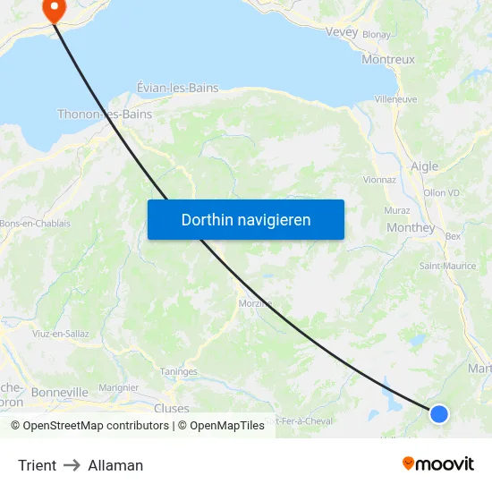 Trient to Allaman map