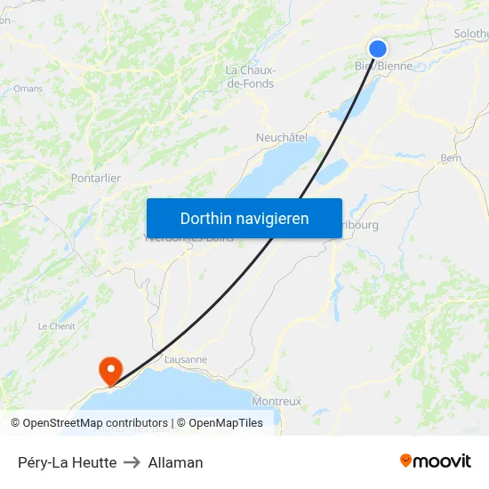 Péry-La Heutte to Allaman map