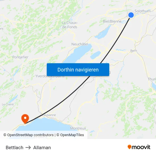 Bettlach to Allaman map