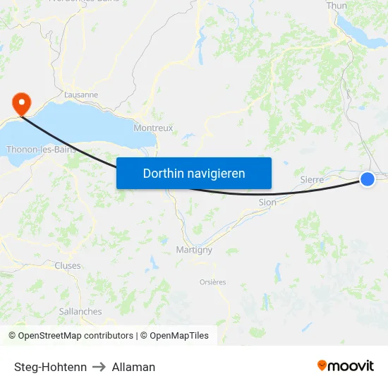 Steg-Hohtenn to Allaman map