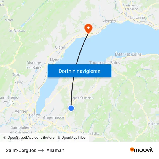 Saint-Cergues to Allaman map