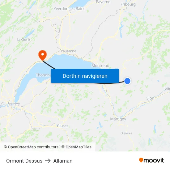 Ormont-Dessus to Allaman map