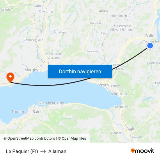 Le Pâquier (Fr) to Allaman map