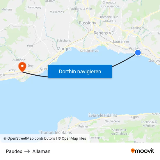Paudex to Allaman map