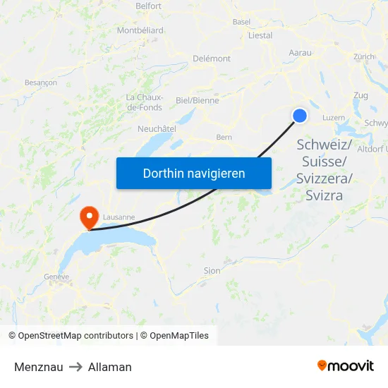 Menznau to Allaman map