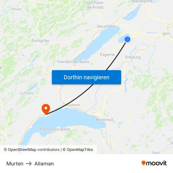 Murten to Allaman map