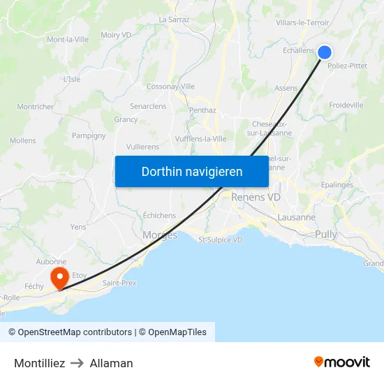 Montilliez to Allaman map