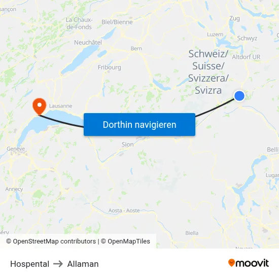 Hospental to Allaman map