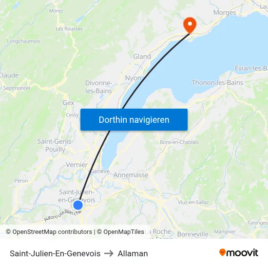 Saint-Julien-En-Genevois to Allaman map