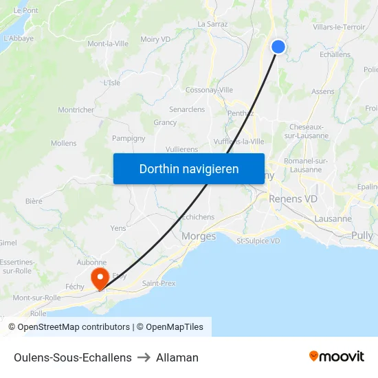 Oulens-Sous-Echallens to Allaman map