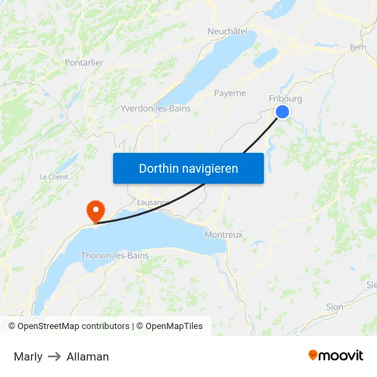 Marly to Allaman map