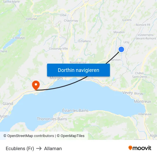 Ecublens (Fr) to Allaman map