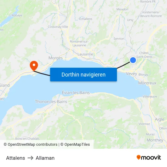 Attalens to Allaman map