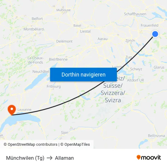 Münchwilen (Tg) to Allaman map