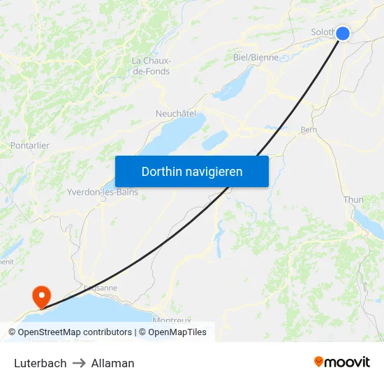 Luterbach to Allaman map