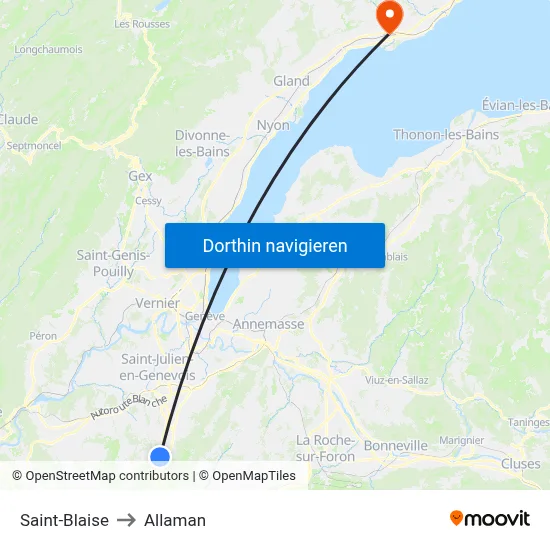 Saint-Blaise to Allaman map