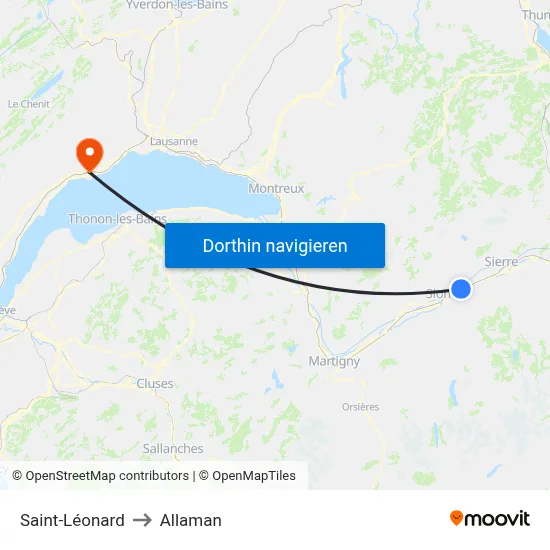 Saint-Léonard to Allaman map