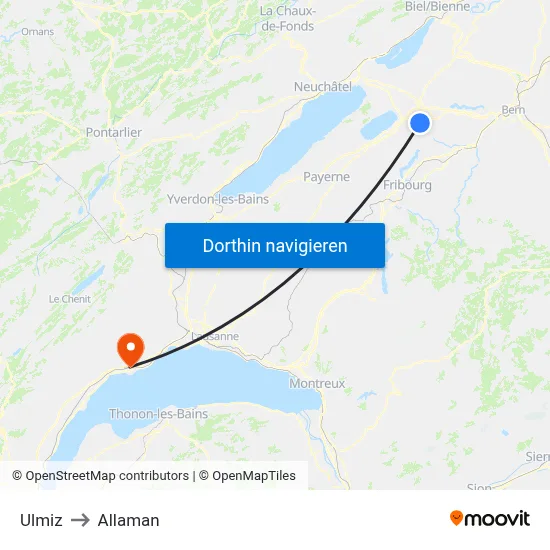 Ulmiz to Allaman map