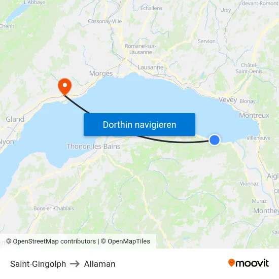 Saint-Gingolph to Allaman map