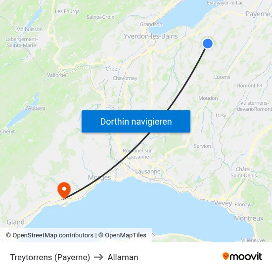 Treytorrens (Payerne) to Allaman map