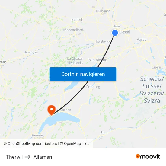 Therwil to Allaman map