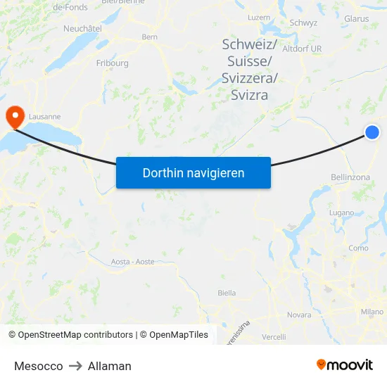 Mesocco to Allaman map