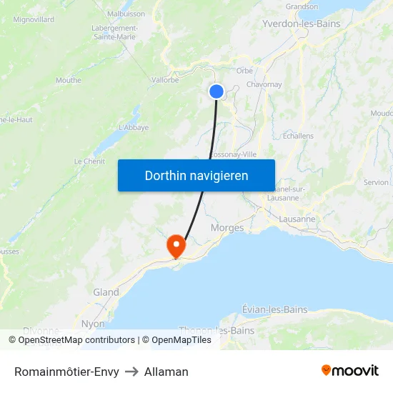 Romainmôtier-Envy to Allaman map