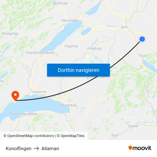Konolfingen to Allaman map