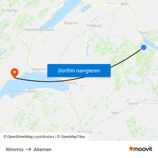 Wimmis to Allaman map
