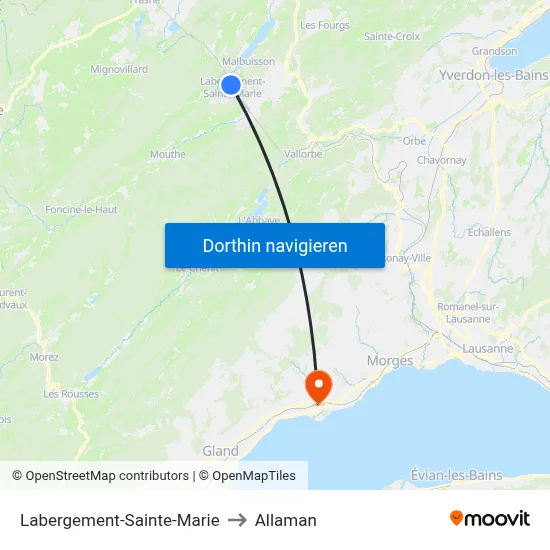 Labergement-Sainte-Marie to Allaman map