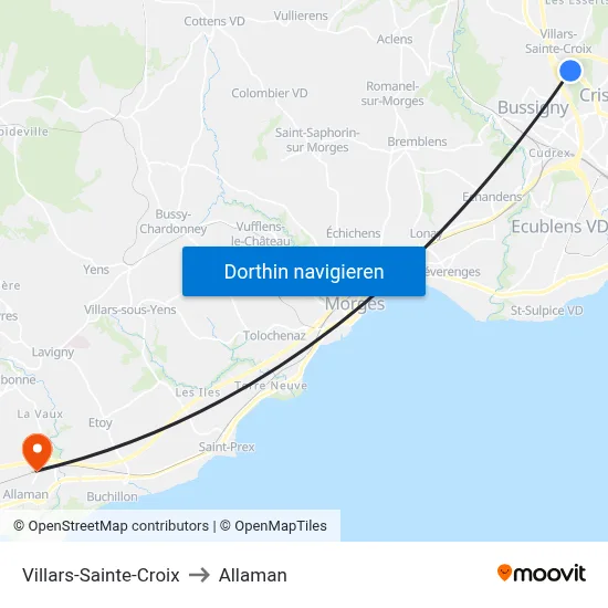 Villars-Sainte-Croix to Allaman map