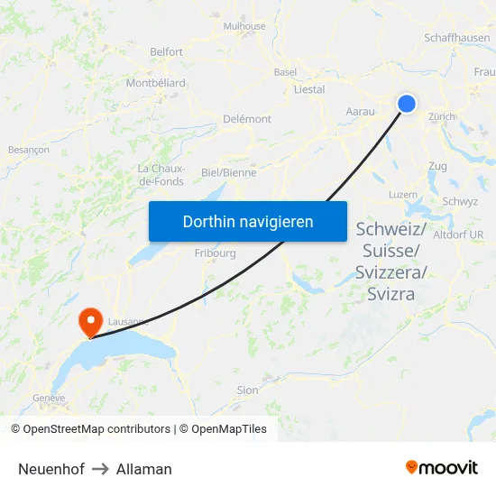 Neuenhof to Allaman map