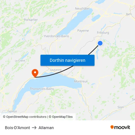 Bois-D’Amont to Allaman map