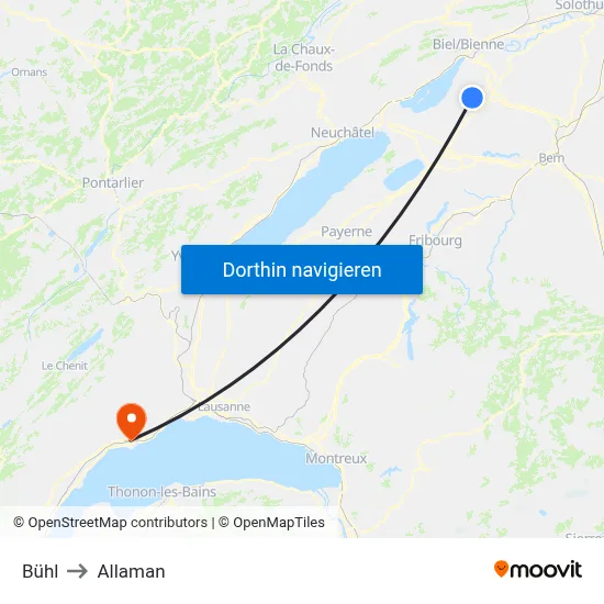 Bühl to Allaman map