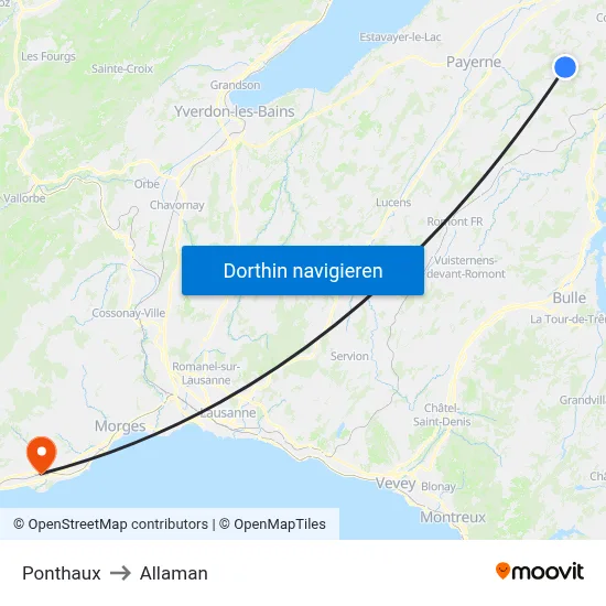 Ponthaux to Allaman map