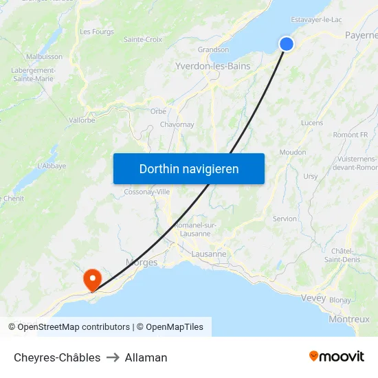 Cheyres-Châbles to Allaman map
