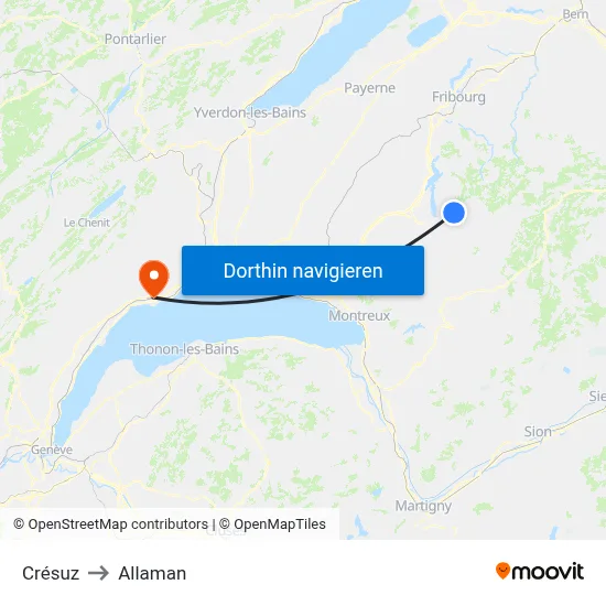 Crésuz to Allaman map