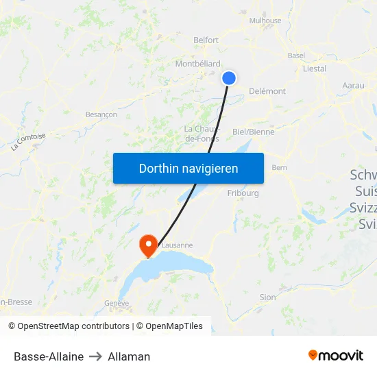 Basse-Allaine to Allaman map