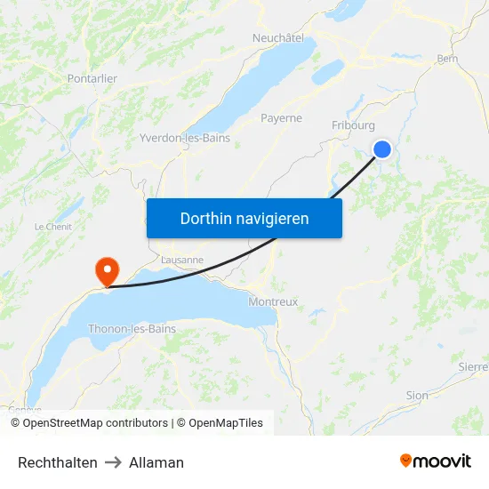 Rechthalten to Allaman map