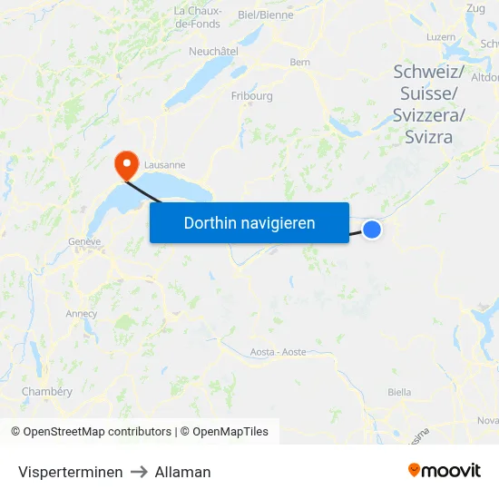Visperterminen to Allaman map