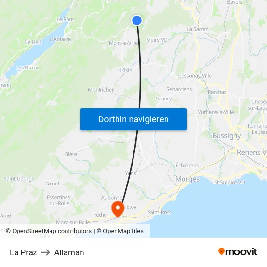 La Praz to Allaman map