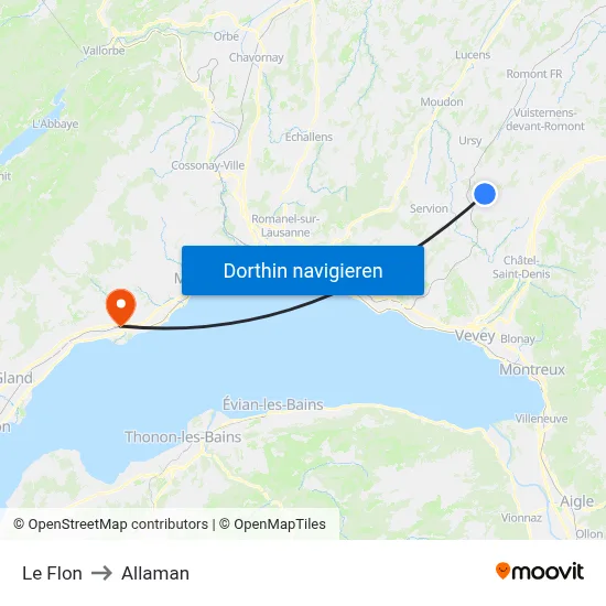 Le Flon to Allaman map