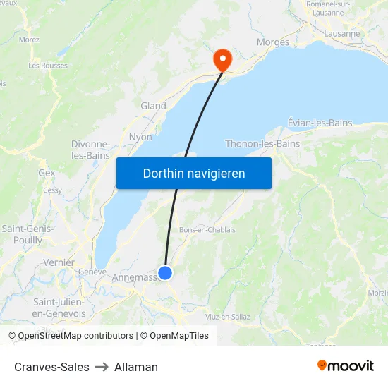 Cranves-Sales to Allaman map